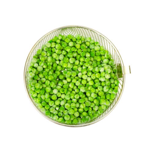 Preservation of vitamins. Frozen green peas. Organic vegetables. Frozen Egyptian Green Peas